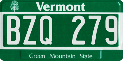 VT license plate BZQ279