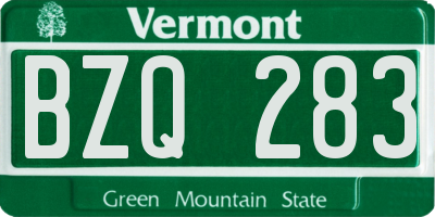 VT license plate BZQ283