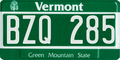 VT license plate BZQ285