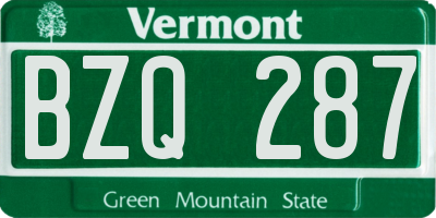VT license plate BZQ287