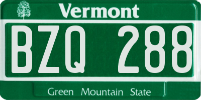 VT license plate BZQ288