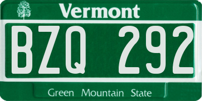 VT license plate BZQ292