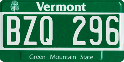 VT license plate BZQ296