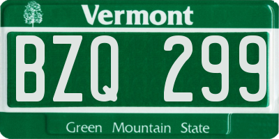 VT license plate BZQ299