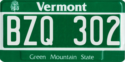 VT license plate BZQ302