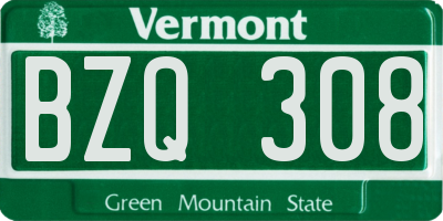 VT license plate BZQ308