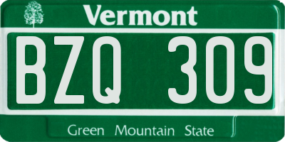 VT license plate BZQ309