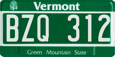 VT license plate BZQ312