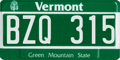 VT license plate BZQ315