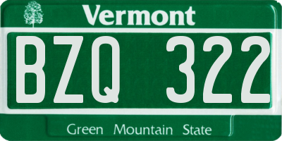 VT license plate BZQ322