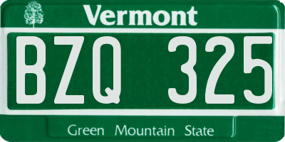 VT license plate BZQ325