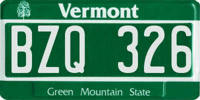 VT license plate BZQ326