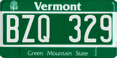 VT license plate BZQ329