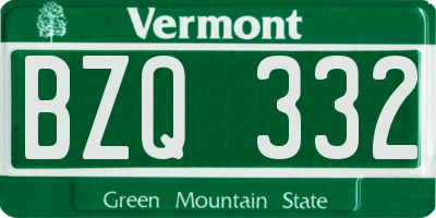 VT license plate BZQ332