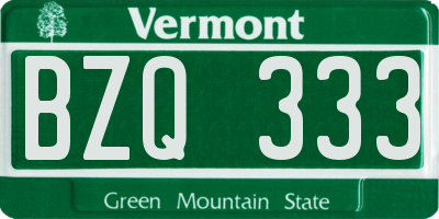 VT license plate BZQ333