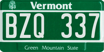 VT license plate BZQ337