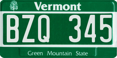 VT license plate BZQ345
