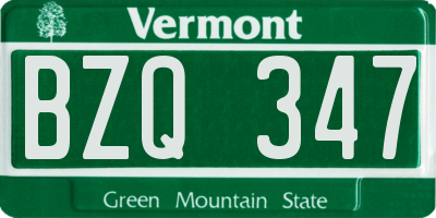 VT license plate BZQ347