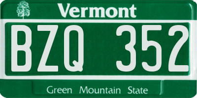 VT license plate BZQ352