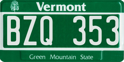 VT license plate BZQ353