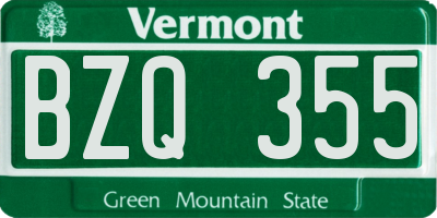 VT license plate BZQ355