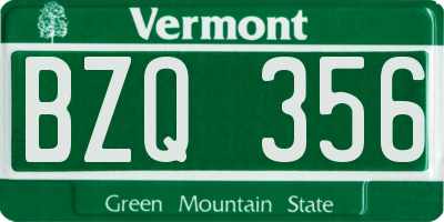 VT license plate BZQ356