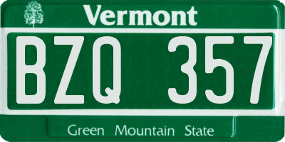 VT license plate BZQ357