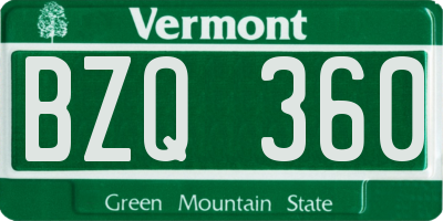 VT license plate BZQ360