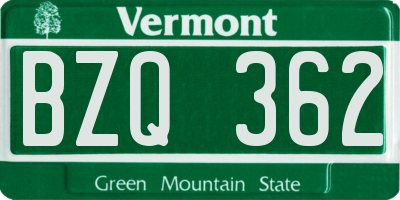 VT license plate BZQ362