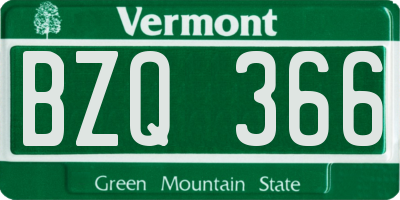 VT license plate BZQ366