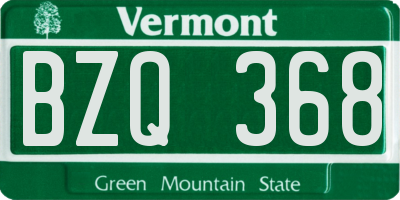 VT license plate BZQ368