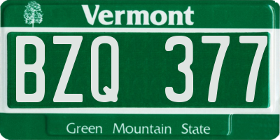 VT license plate BZQ377