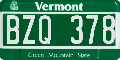 VT license plate BZQ378