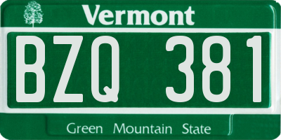 VT license plate BZQ381