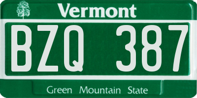 VT license plate BZQ387