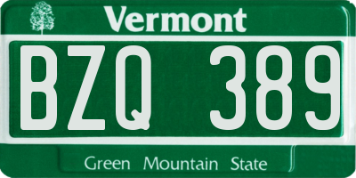 VT license plate BZQ389