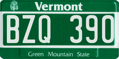 VT license plate BZQ390
