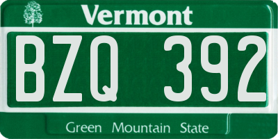 VT license plate BZQ392