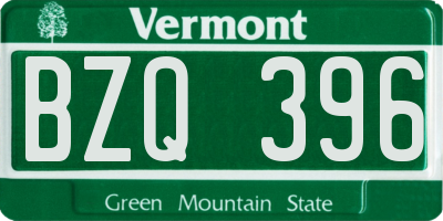 VT license plate BZQ396