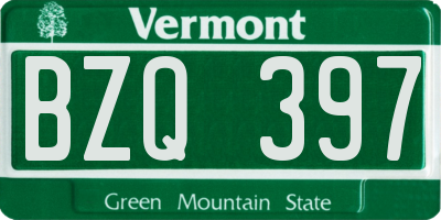 VT license plate BZQ397