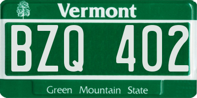 VT license plate BZQ402