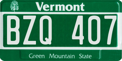 VT license plate BZQ407