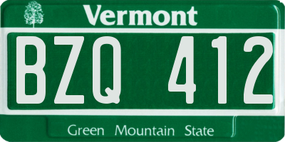 VT license plate BZQ412
