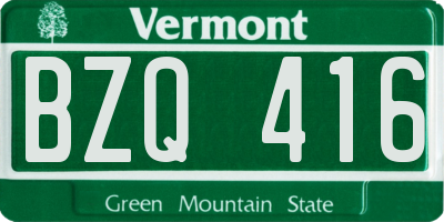 VT license plate BZQ416