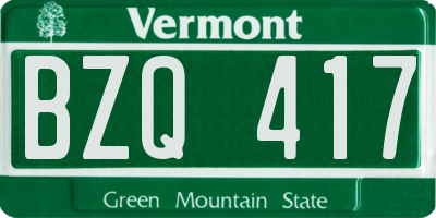 VT license plate BZQ417