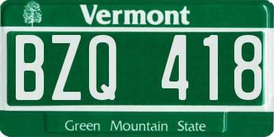 VT license plate BZQ418