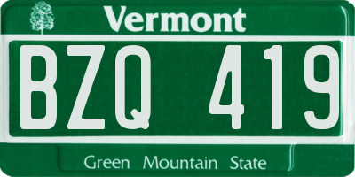 VT license plate BZQ419
