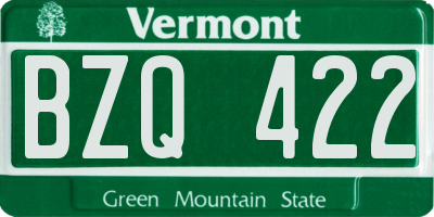 VT license plate BZQ422