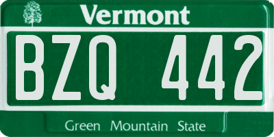 VT license plate BZQ442