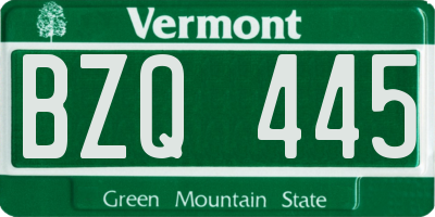 VT license plate BZQ445